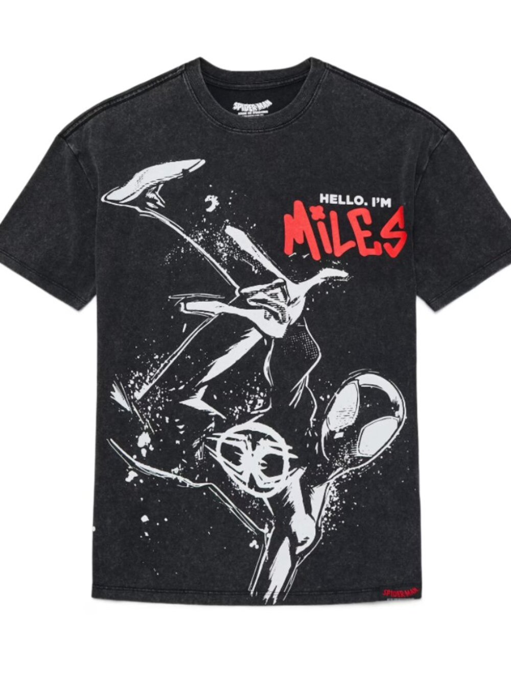 Marvel Spider-Man, Boys' Mineral Wash Graphic T-Shirt, I'm Miles Black Gray